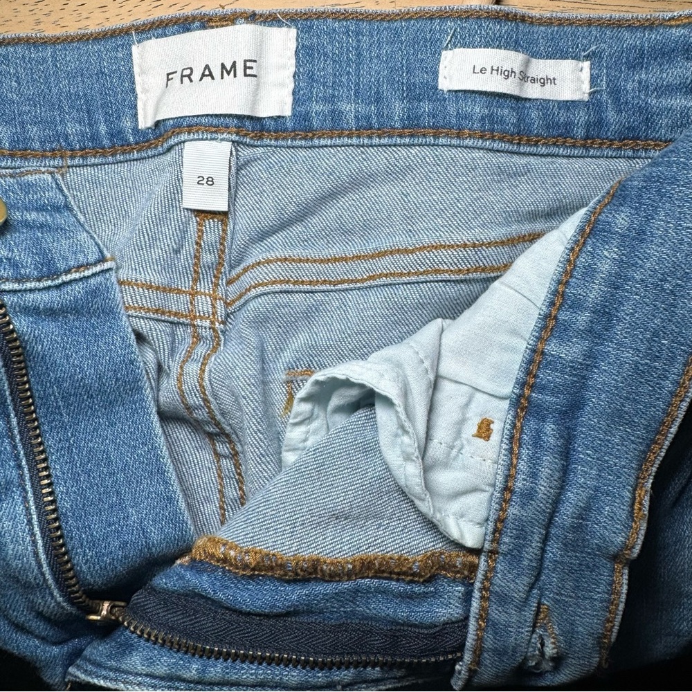 FRAME sz 28 Le High Straigh Jeans Laskey‎ Rips Straight Leg Distressed - Picture 5 of 6